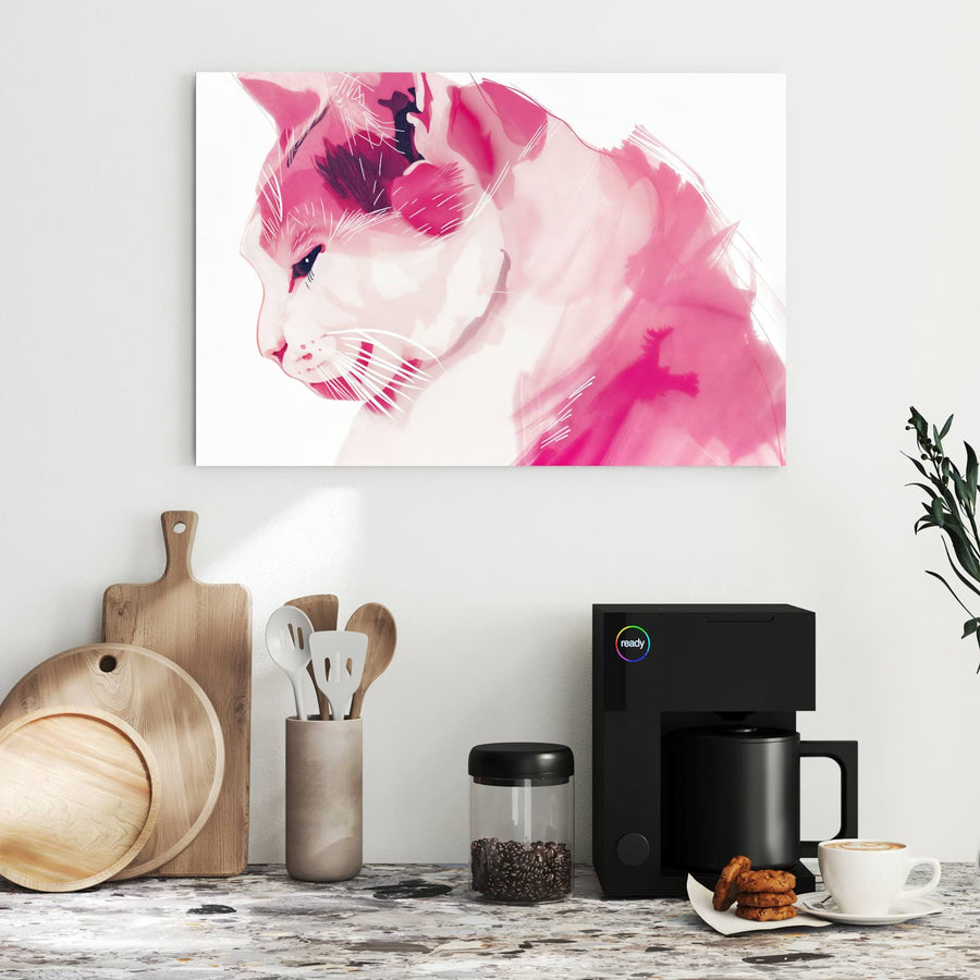 Maße Metall Magnettafel - Pinke Aquarellkatze