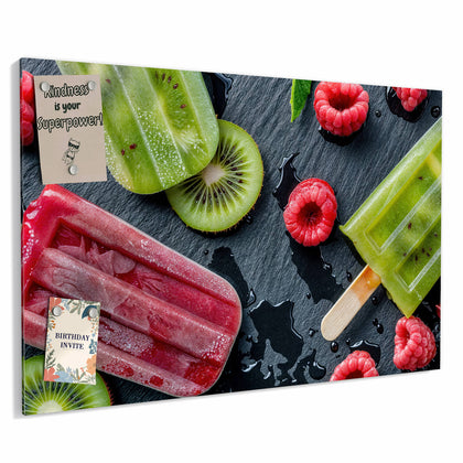 Metall Magnettafel mit dem Motiv Fruchteis auf Schiefer