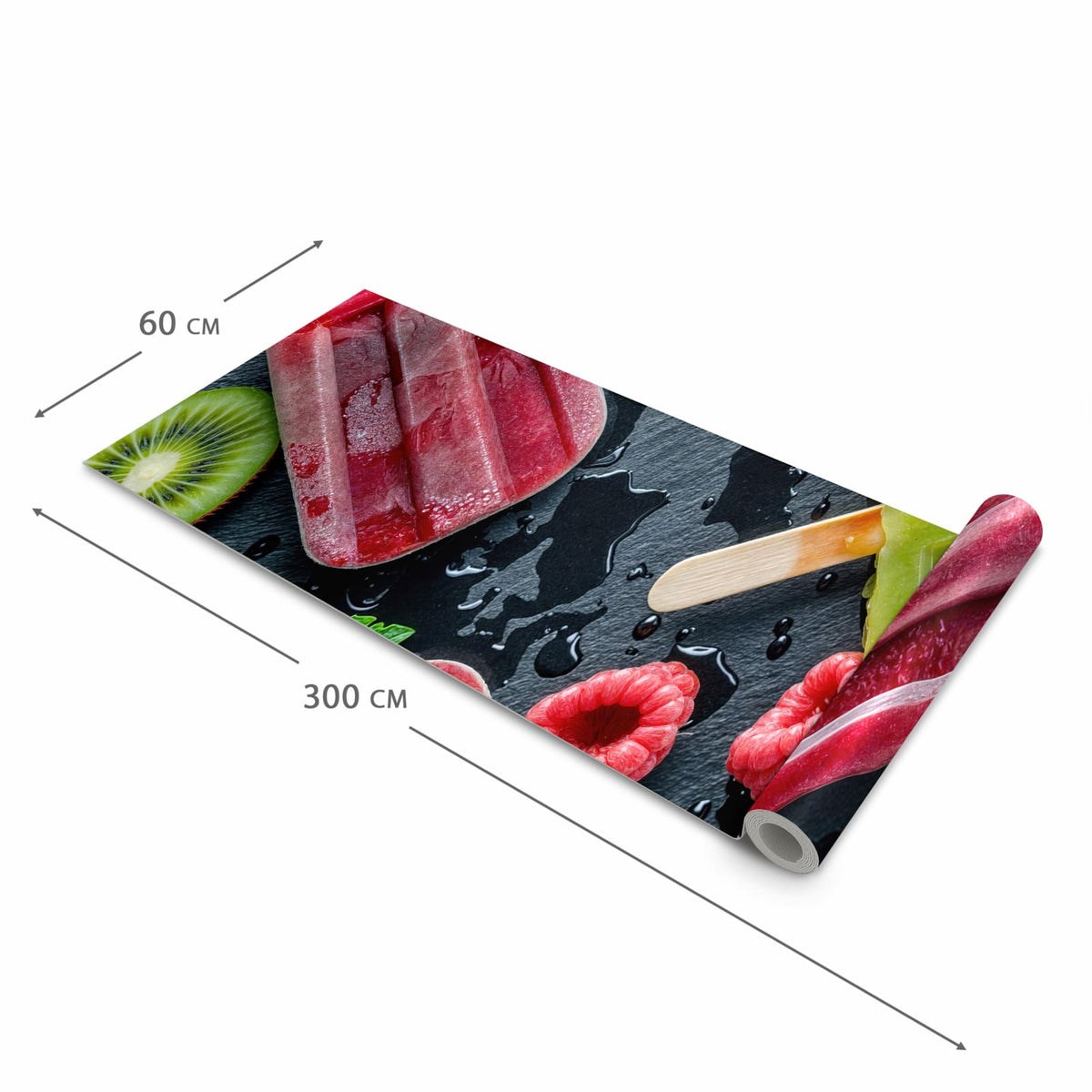 Rutschfester waschbarer Küchenläufer mit Motiv Frisches Eis am Stiel in der Größe 60x300 cm