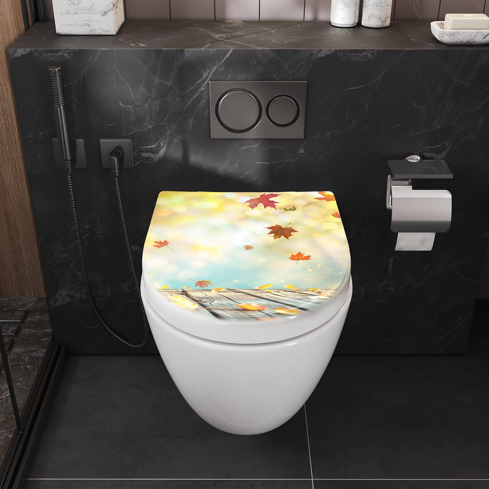 WC-Sitz mit Absenkautomatik Herbstlaub Wald
