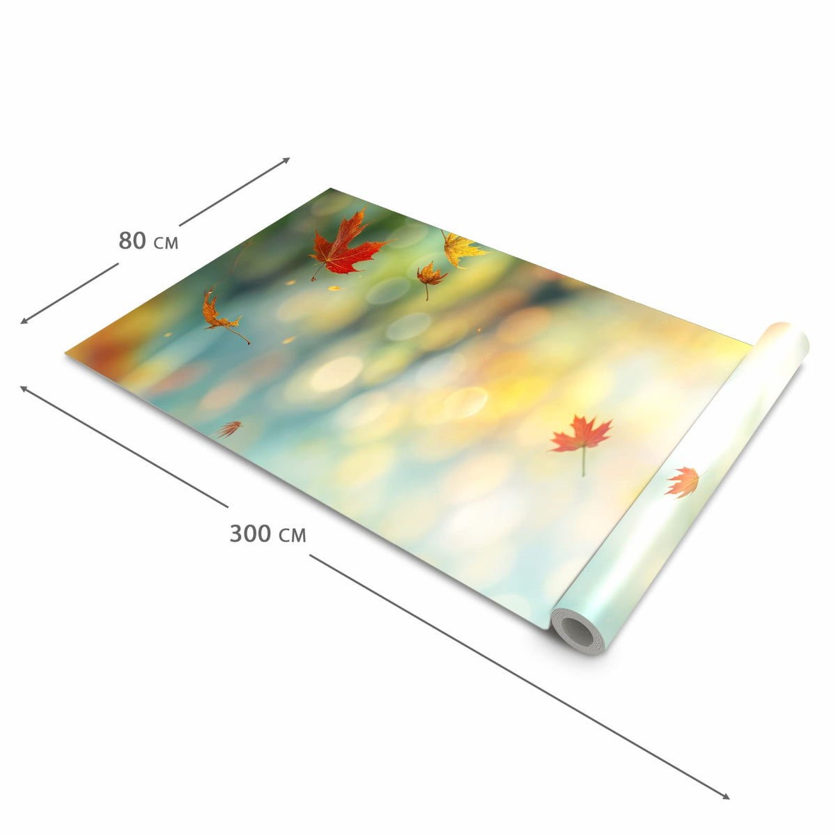 Wasserabweisender rutschfester Küchenteppich mit Motiv Herbstlaub Wald in der Grösse 60x300 cm