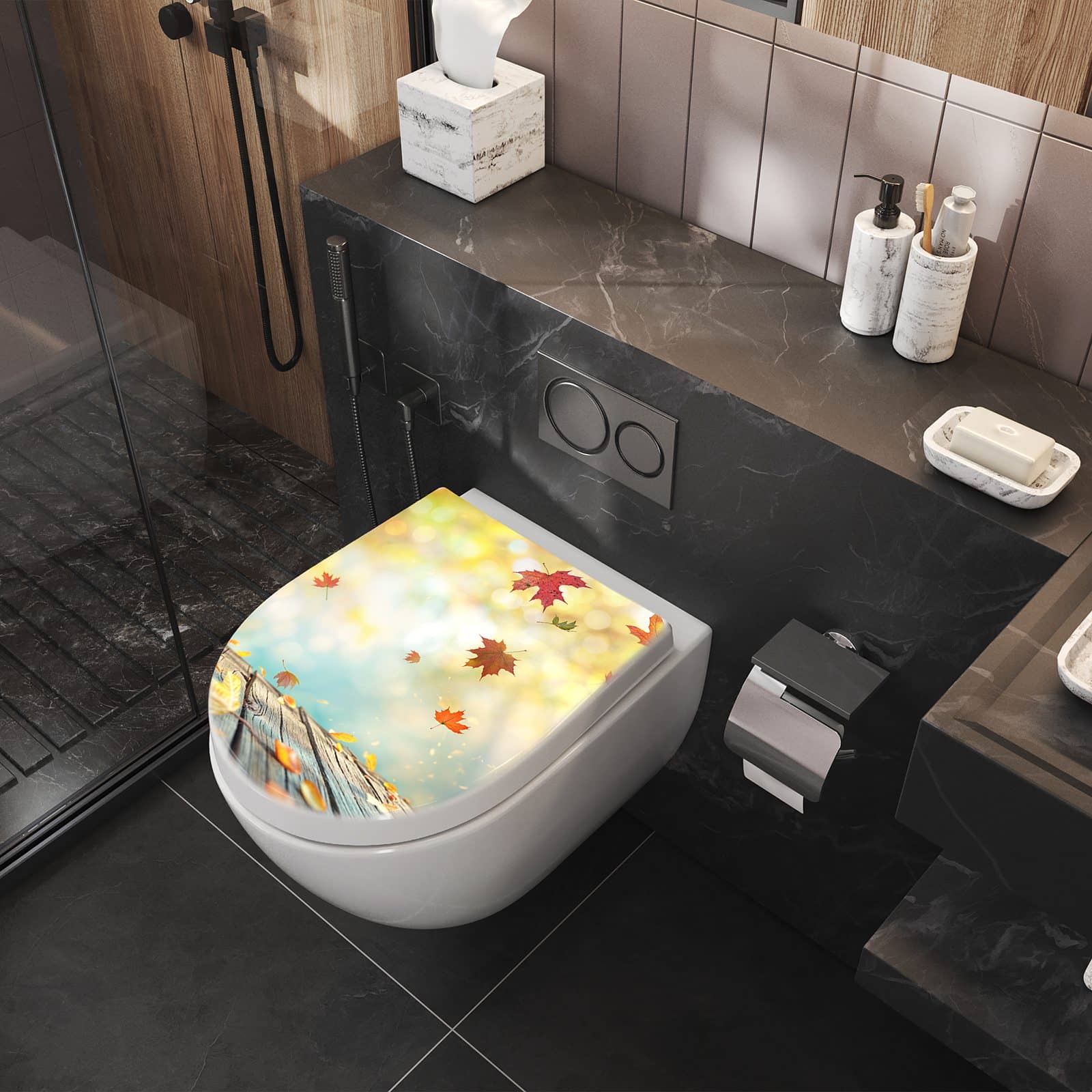 WC-Sitz mit Absenkautomatik Herbstlaub Wald