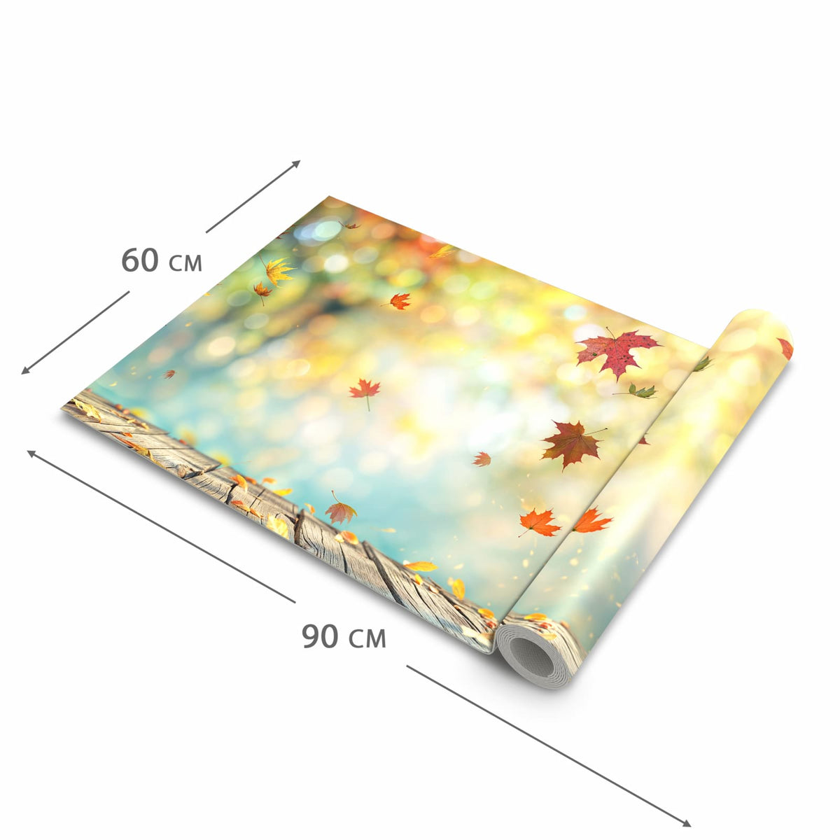 Geräuschdämpfender Küchenteppich mit Motiv Herbstlaub Wald in der Grösse 60x300 cm