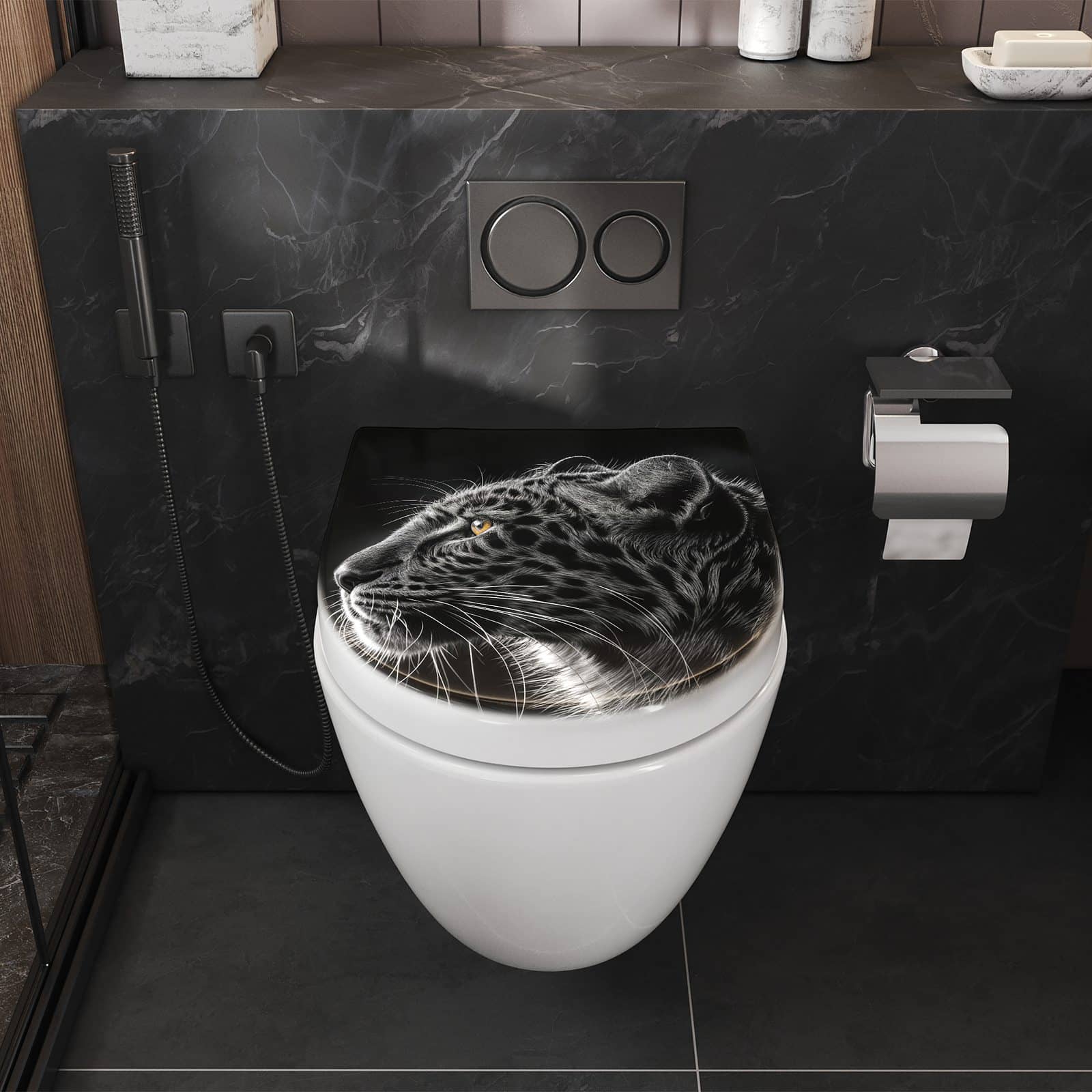 WC-Sitz mit Absenkautomatik Leopard Silhouette