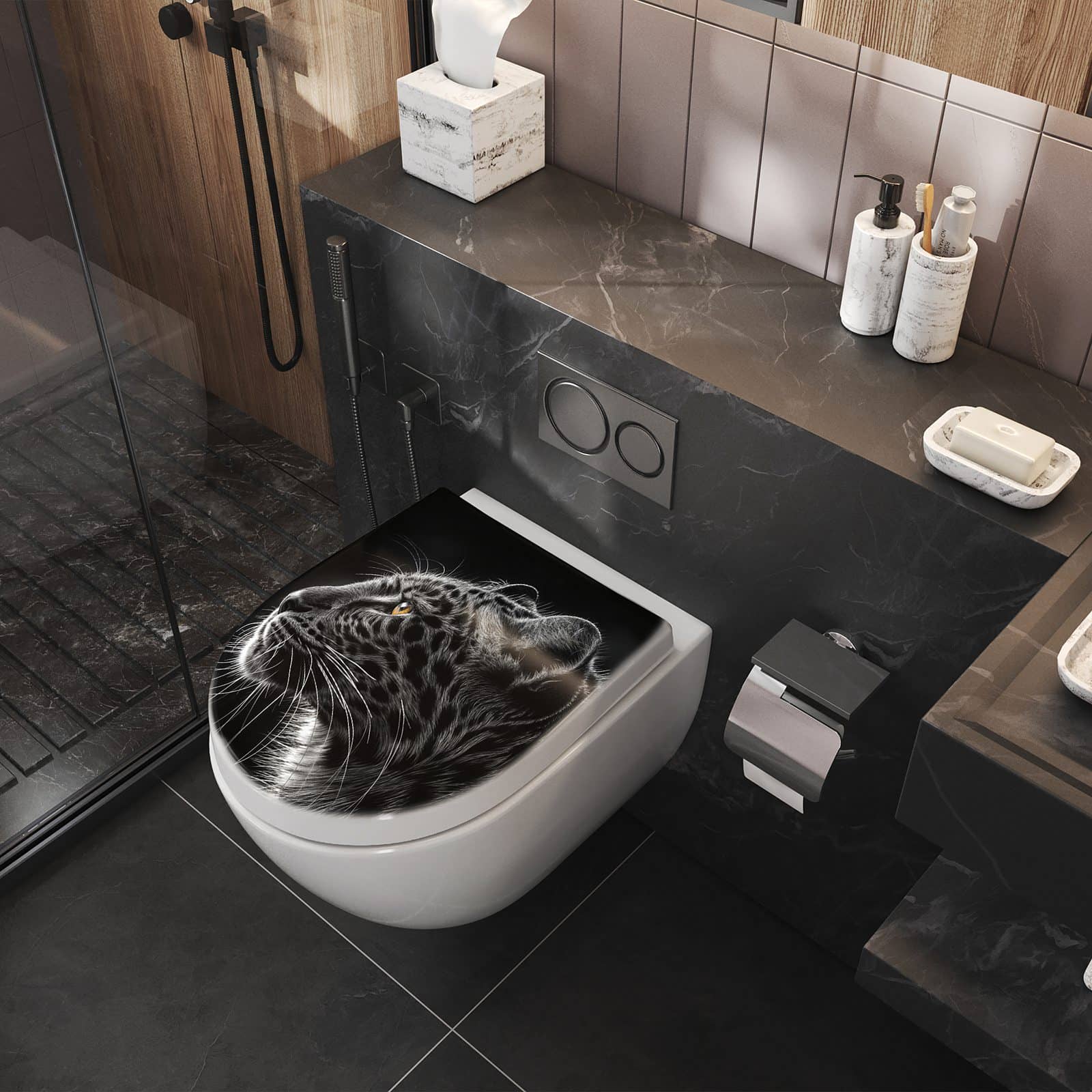 WC-Sitz mit Absenkautomatik Leopard Silhouette