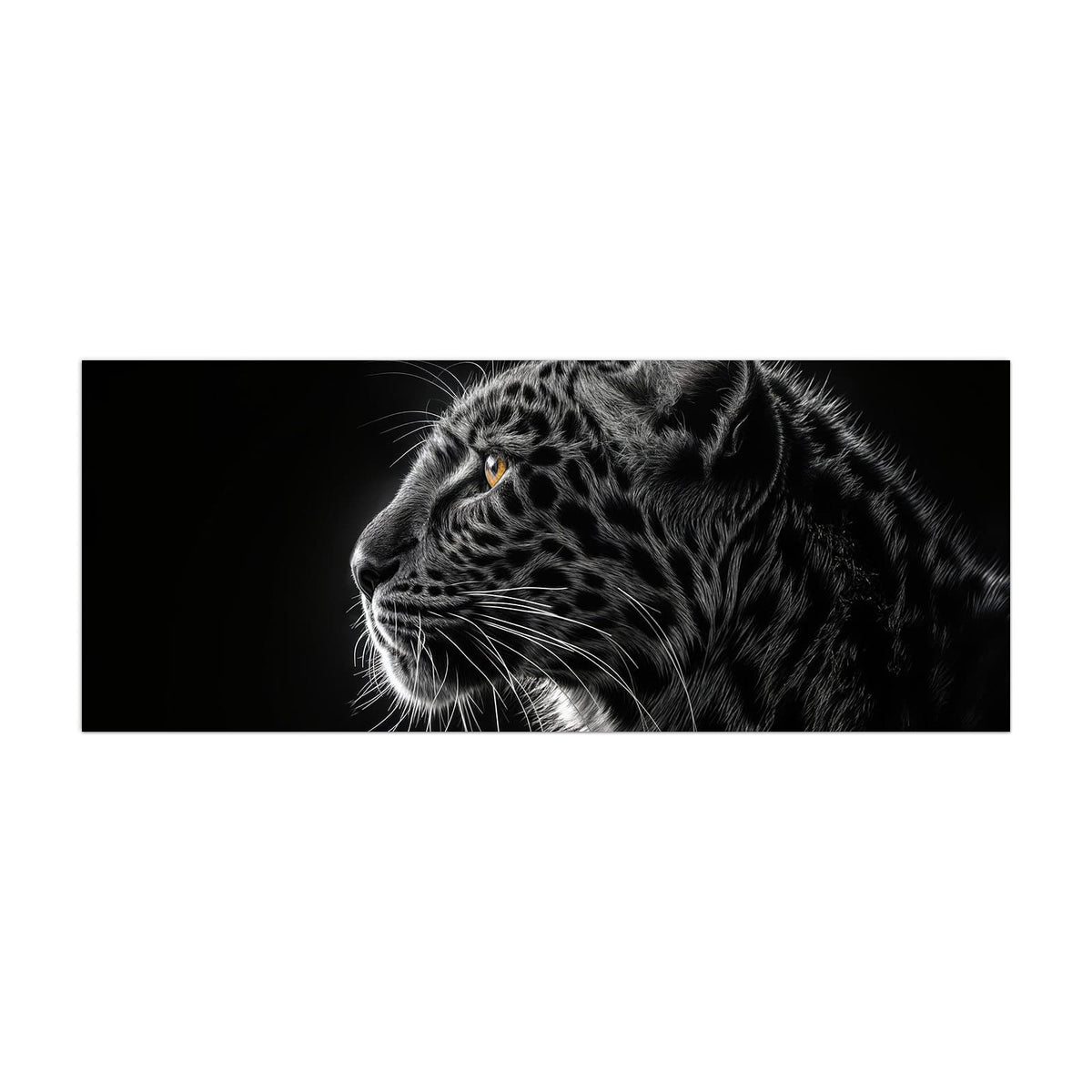 Küchenrückwand aus Glas Leopard im Profil im Hochformat, Motiv bildfüllend von vorn