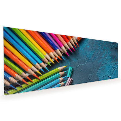 Küchenrückwand mit dem Motiv Buntstifte auf Türkis