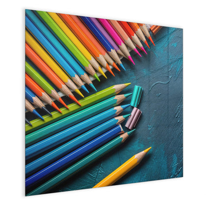 Magnettafel mit dem Motiv Buntstifte auf Türkis