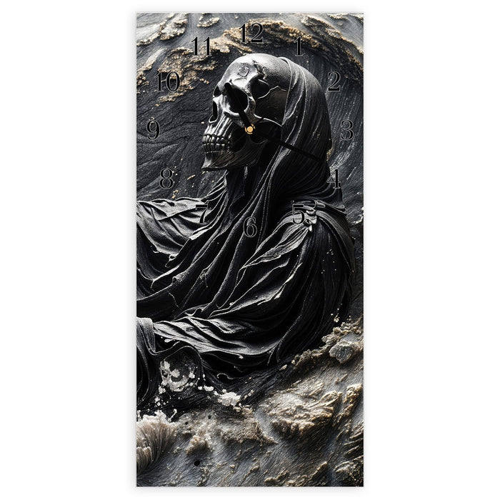 Wanduhr Skelett in Wellen aus Glas – Hochformat 30 × 60 cm mit Ziffernblatt Klassisch