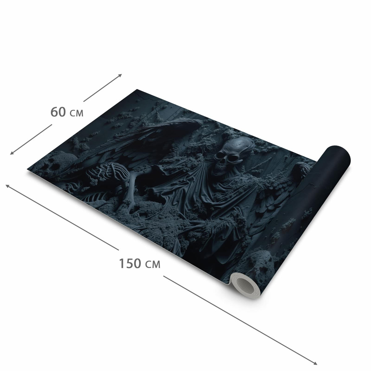 Zeitsparender waschbarer Küchenteppich mit Motiv Skeletthüter in der Grösse 60x240 cm