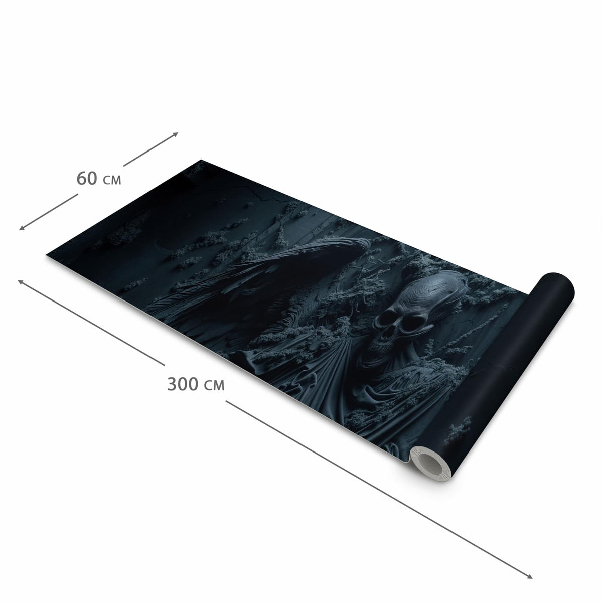Waschbarer Küchenteppich mit Motiv Skeletthüter in der Grösse 60x240 cm für Trittkomfort