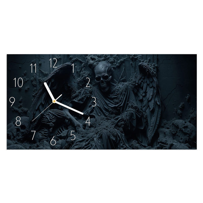 Wanduhr Skeletthüter aus Glas – Querformat 60 × 30 cm mit Ziffernblatt Elegant