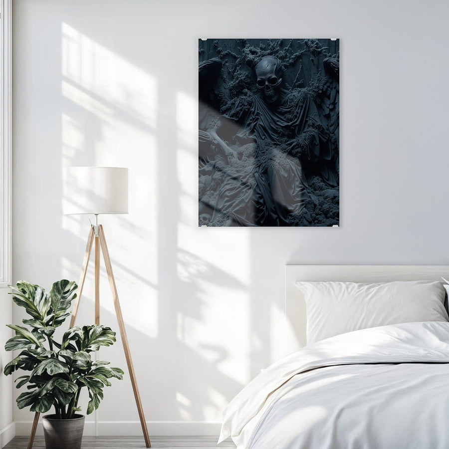 Maße Wandbild - Geflügeltes Skelett - Hochformat