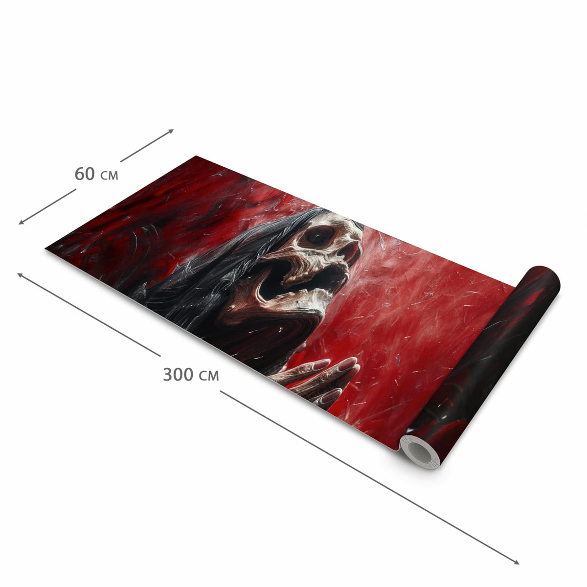 Langlebiger dünner Küchenteppich mit Motiv Skelettbetende Hände in der Grösse 60x240 cm