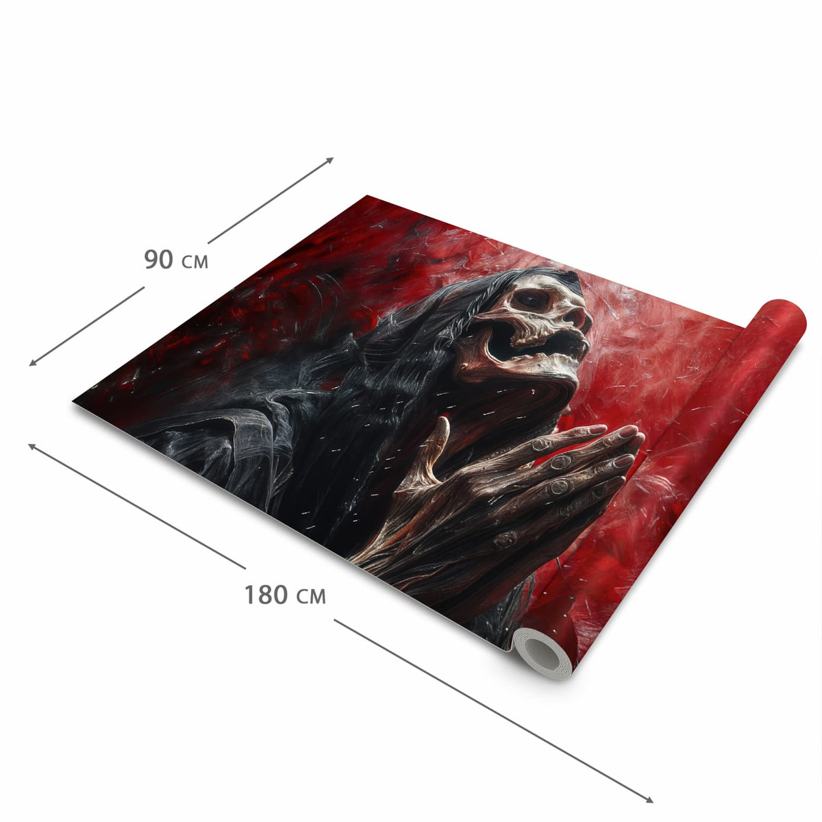 Farbbeständiger Bodenläufer mit Motiv Skelettbetende Hände in der Grösse 60x240 cm