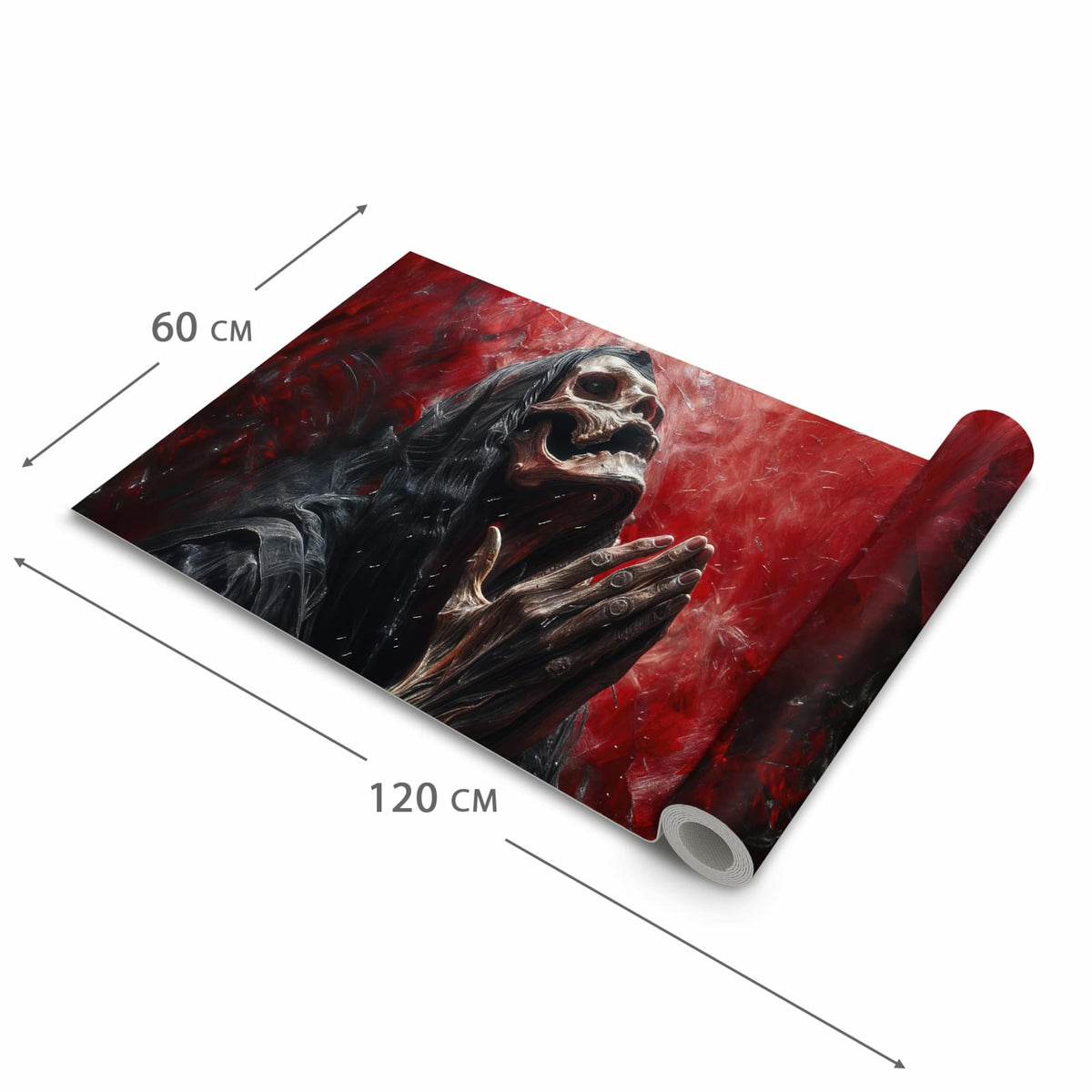 Waschbarer Küchenläufer mit Motiv Skelettbetende Hände in der Grösse 60x240 cm