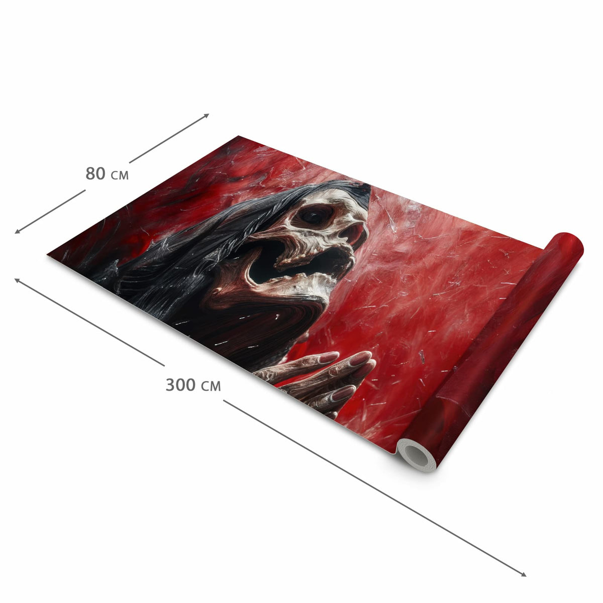Bodenschonender rutschfester Küchenteppich mit Motiv Skelettbetende Hände in der Grösse 60x240 cm
