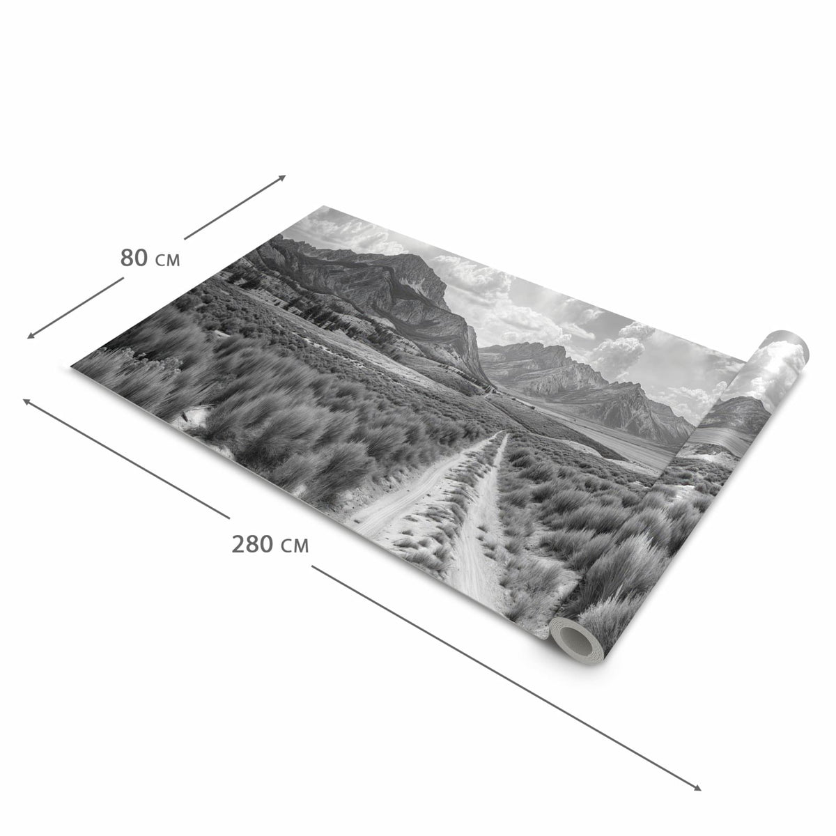 Flacher waschbarer Küchenteppich mit Motiv Gebirgspanorama in der Grösse 60x180 cm