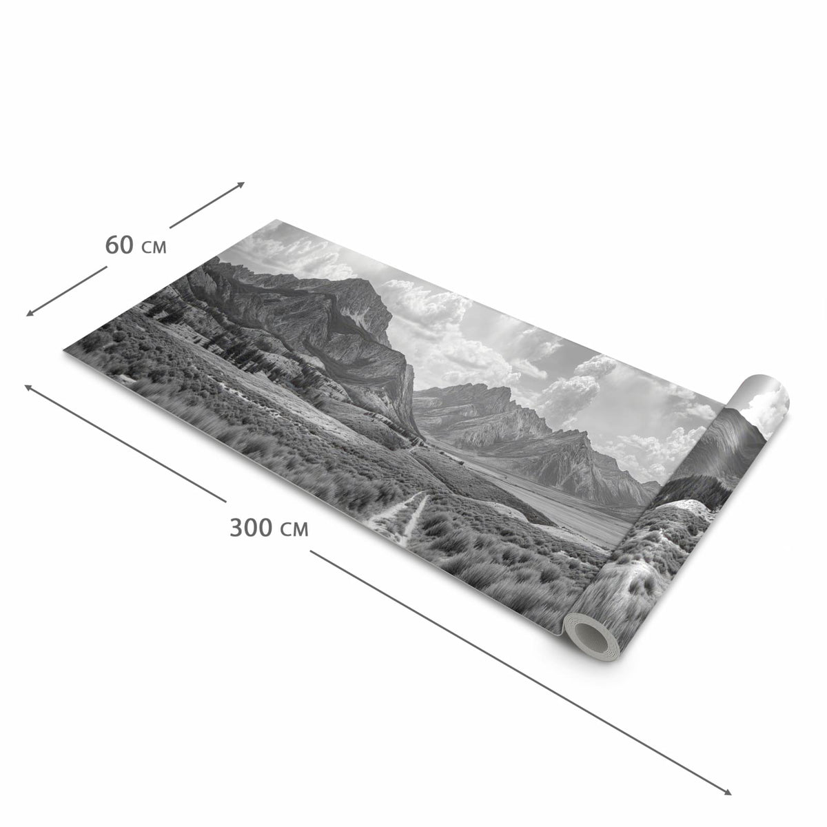 Fleckenresistenter Küchenläufer mit Motiv Gebirgspanorama in der Grösse 60x180 cm