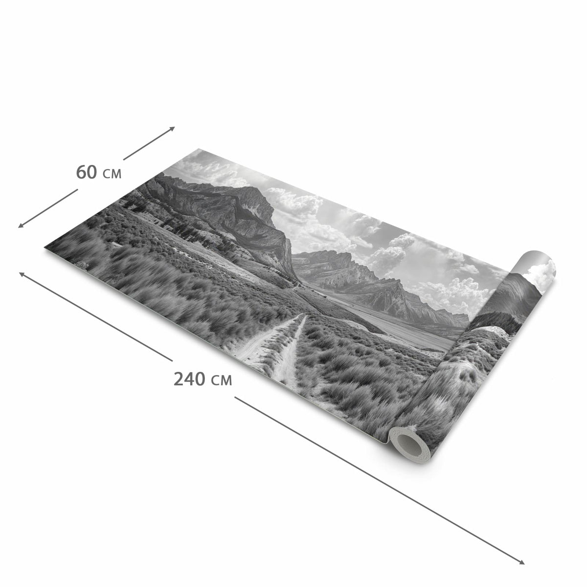 Komfortabler Küchenteppich mit Motiv Gebirgspanorama in der Grösse 60x180 cm