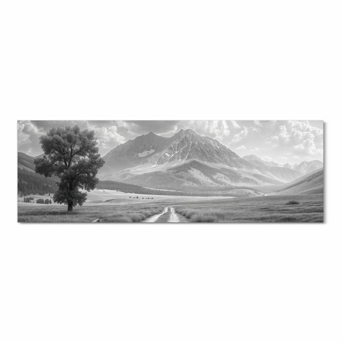 Pflegeleichter Küchenvorleger mit Motiv Berglandschaft Weg in Frontansicht