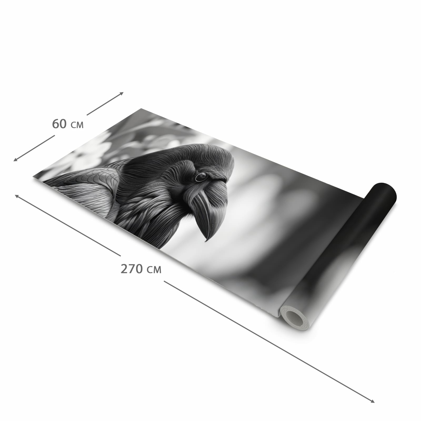 Schmutzabweisender waschbarer Küchenteppich mit Motiv Rabe auf Bank in der Grösse 60x150 cm