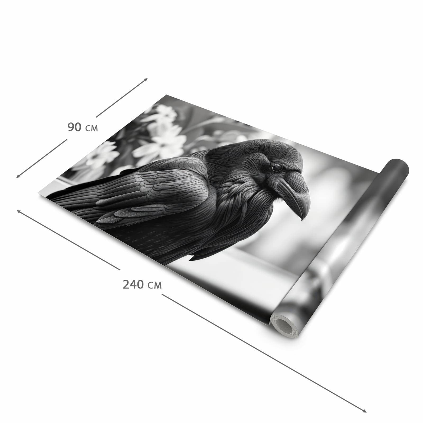 Rutschfester Küchenläufer mit Motiv Rabe auf Bank in der Grösse 60x180 cm für angenehme Haptik