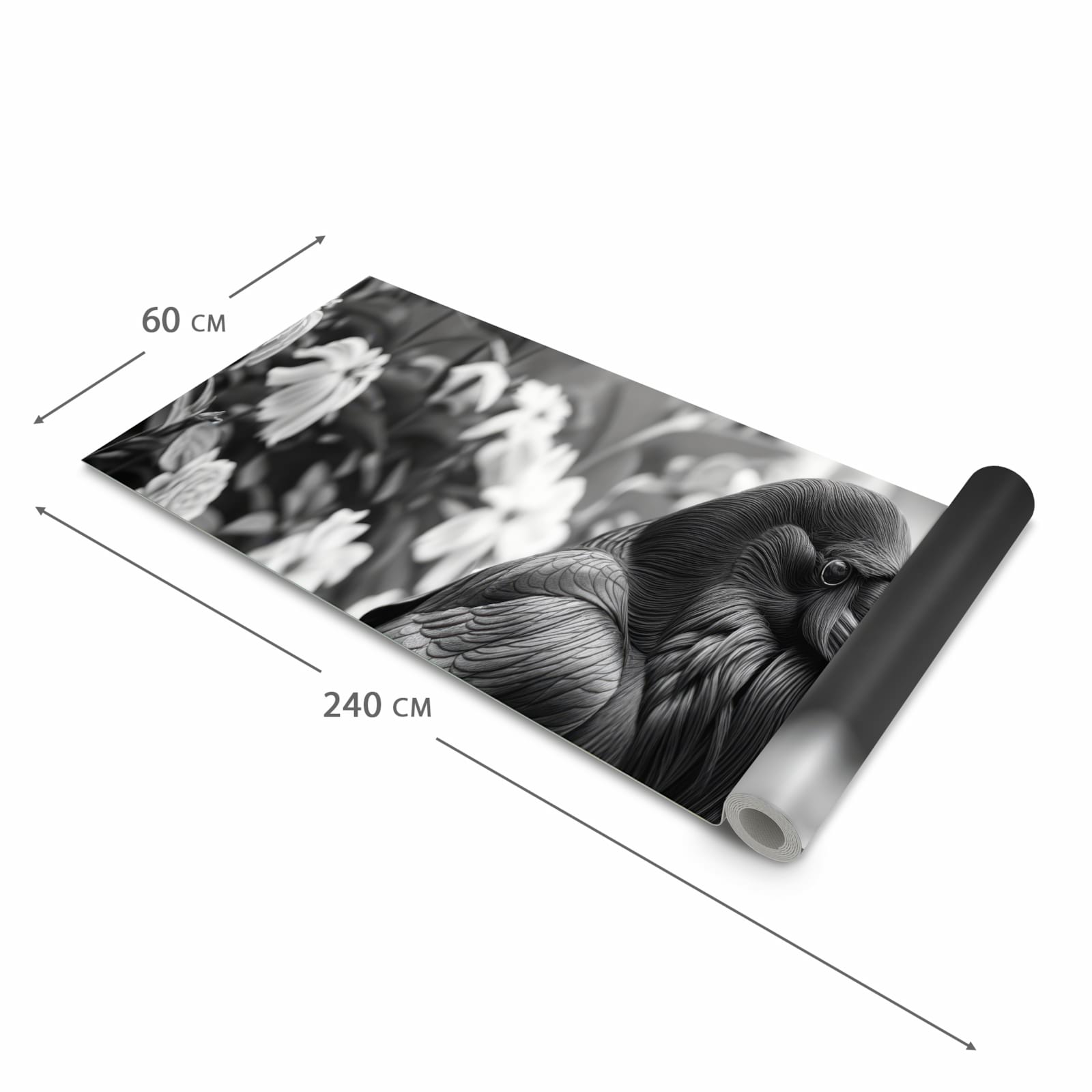 Fleckenresistenter Küchenteppich mit Motiv Rabe auf Bank in der Grösse 60x150 cm, waschbar