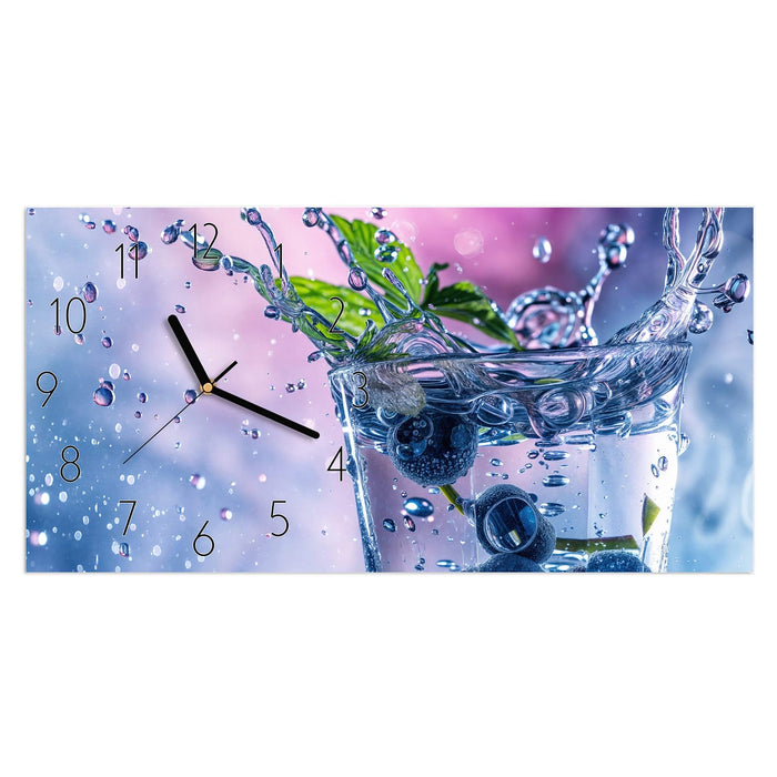 Wanduhr Erfrischendes Getränk aus Glas – Querformat 60 × 30 cm mit Ziffernblatt Elegant