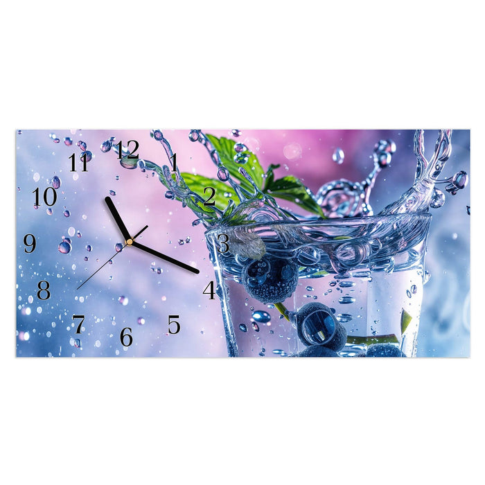 Wanduhr Erfrischendes Getränk aus Glas – Querformat 60 × 30 cm mit Ziffernblatt Klassisch