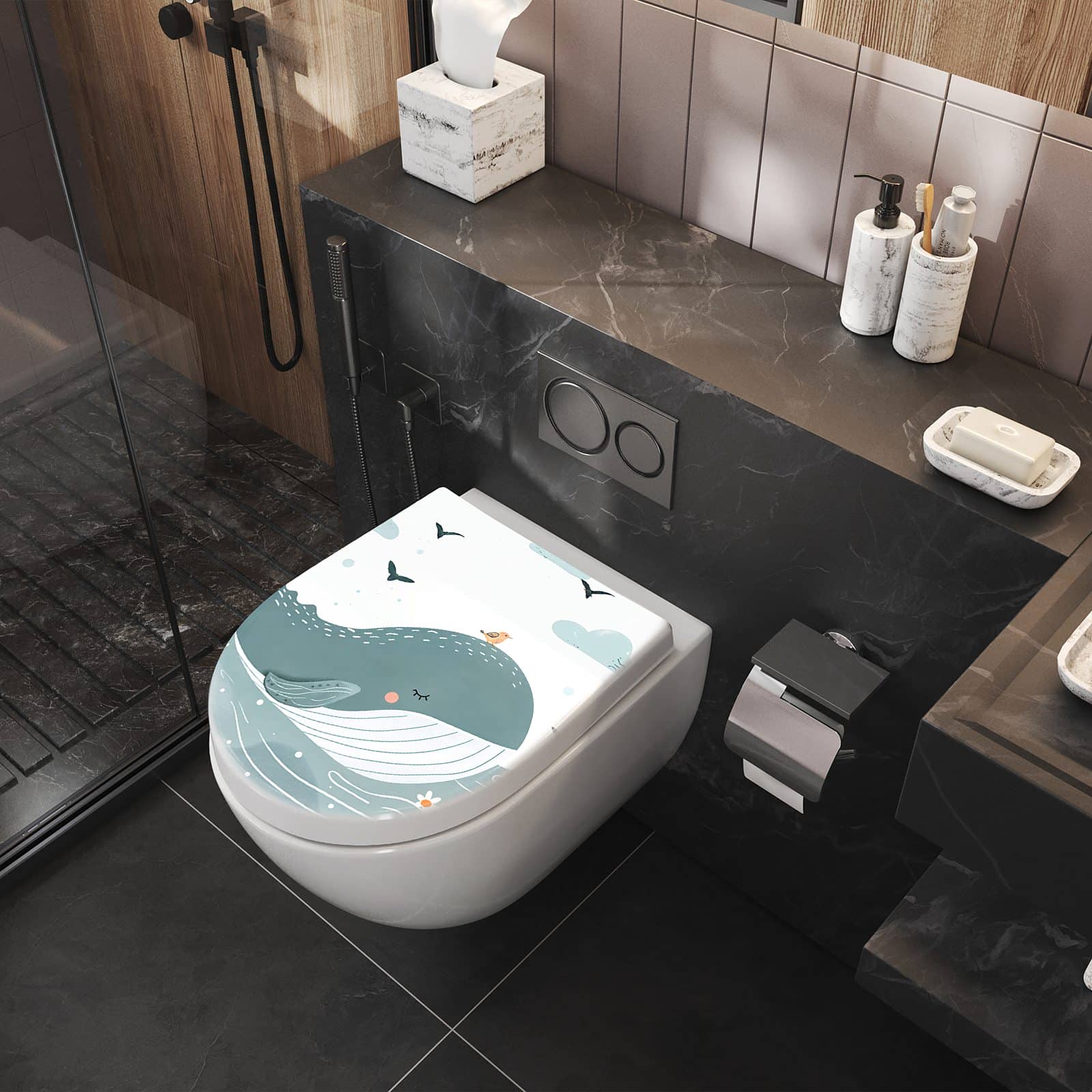 WC-Sitz mit Absenkautomatik Schlafender Wal
