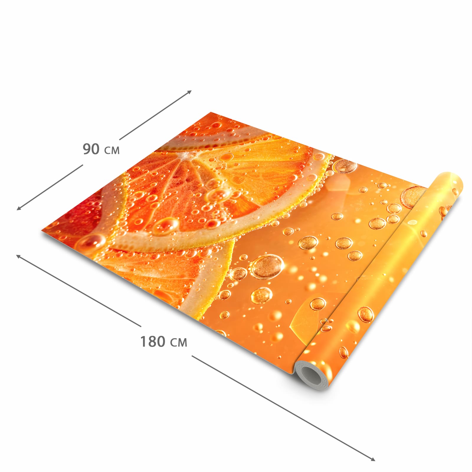 UV-beständiger Küchenteppich mit Motiv Spritzige Orange in der Grösse 60x120 cm