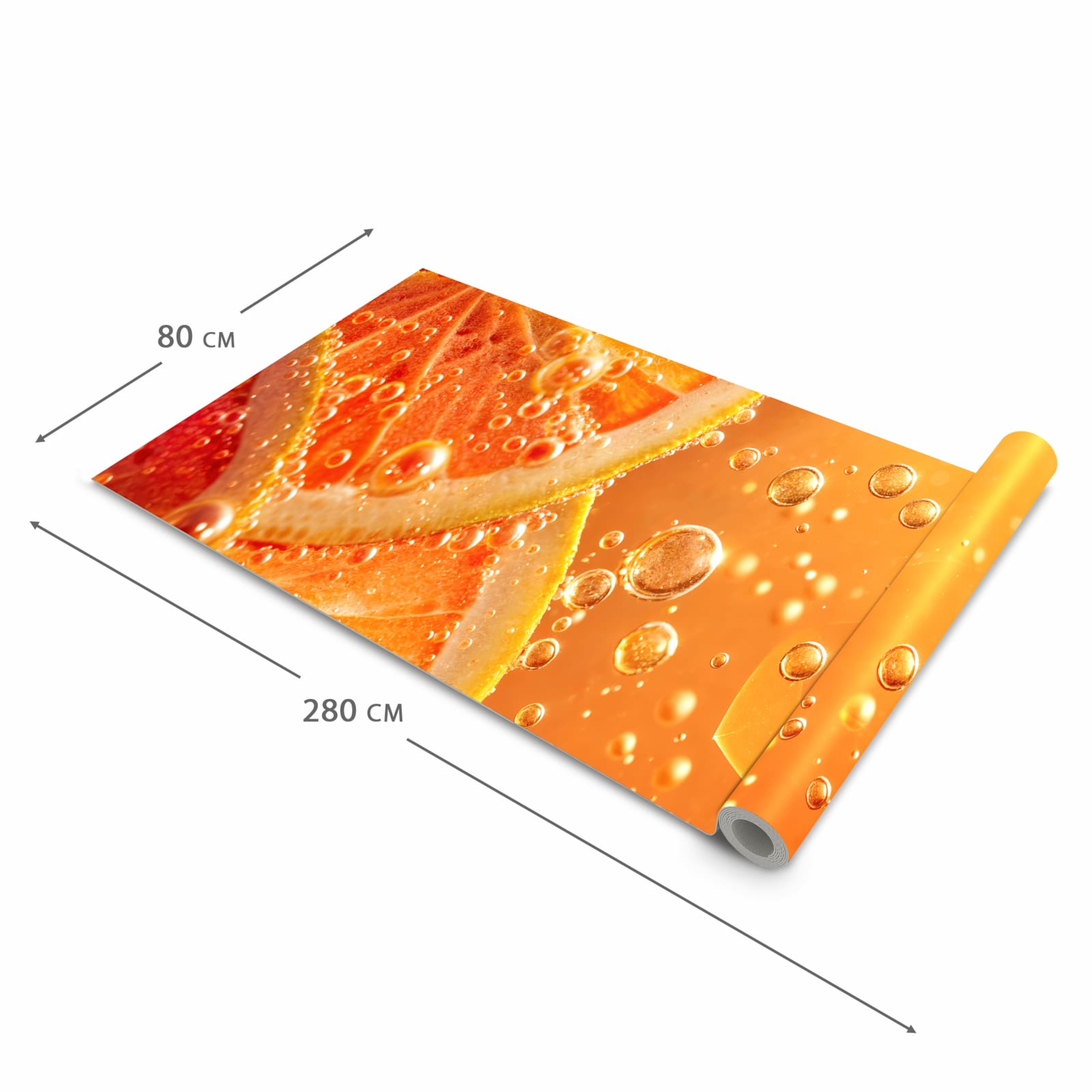 Geräuschdämpfender Küchenteppich mit Motiv Spritzige Orange in der Grösse 60x120 cm