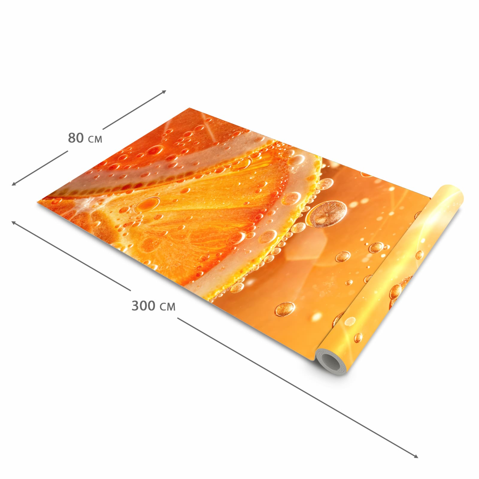 Abriebfester Küchenteppich mit Motiv Spritzige Orange in der Grösse 60x120 cm