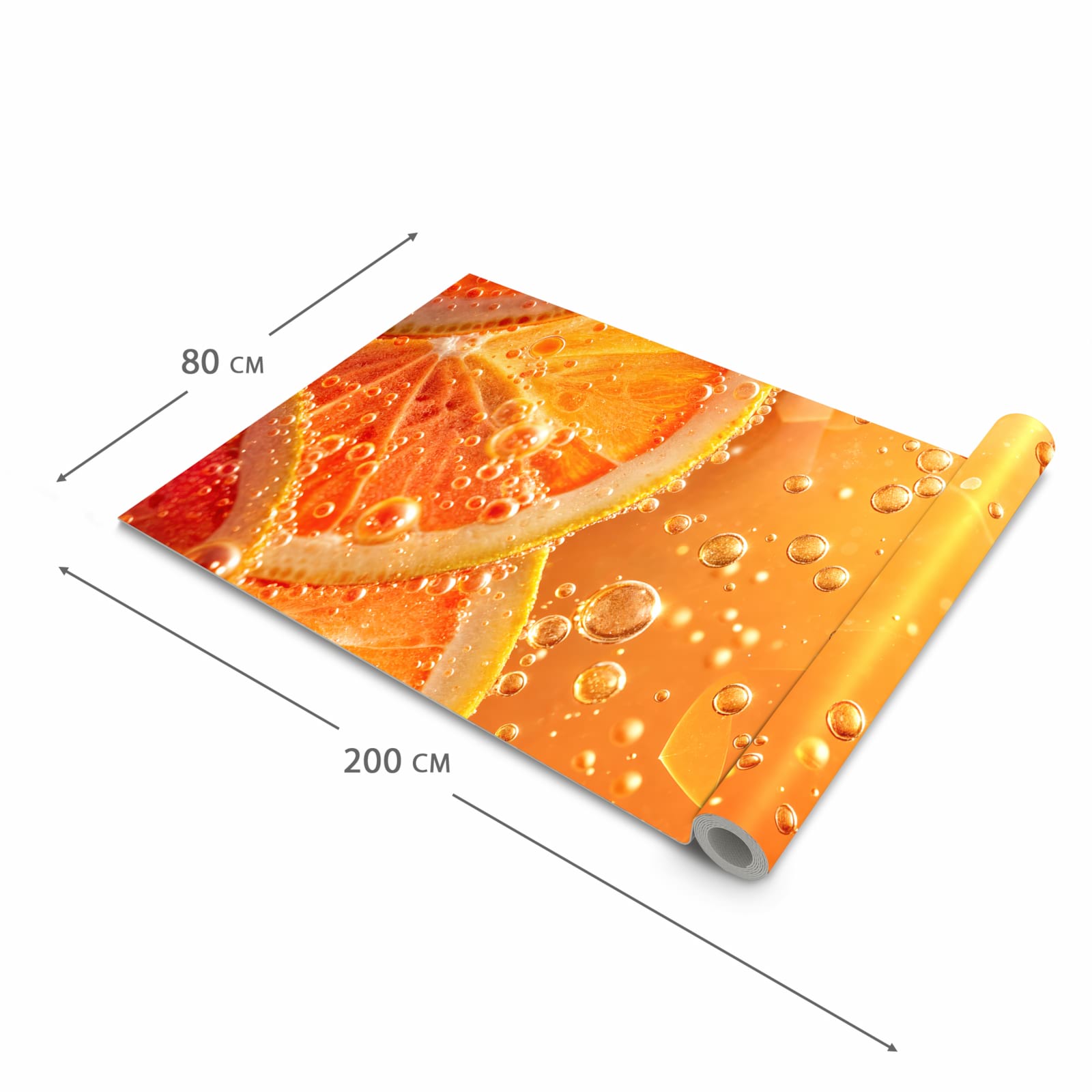 Küchenteppich mit Motiv Spritzige Orange in der Grösse 60x120 cm für sichere Aufbewahrung