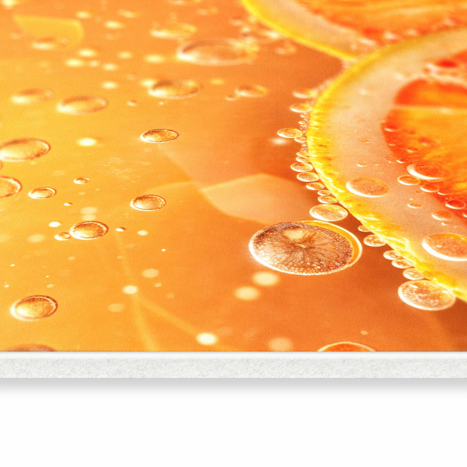 Bodenschonender Küchenläufer mit Motiv Spritzige Orange in seitlicher Ansicht