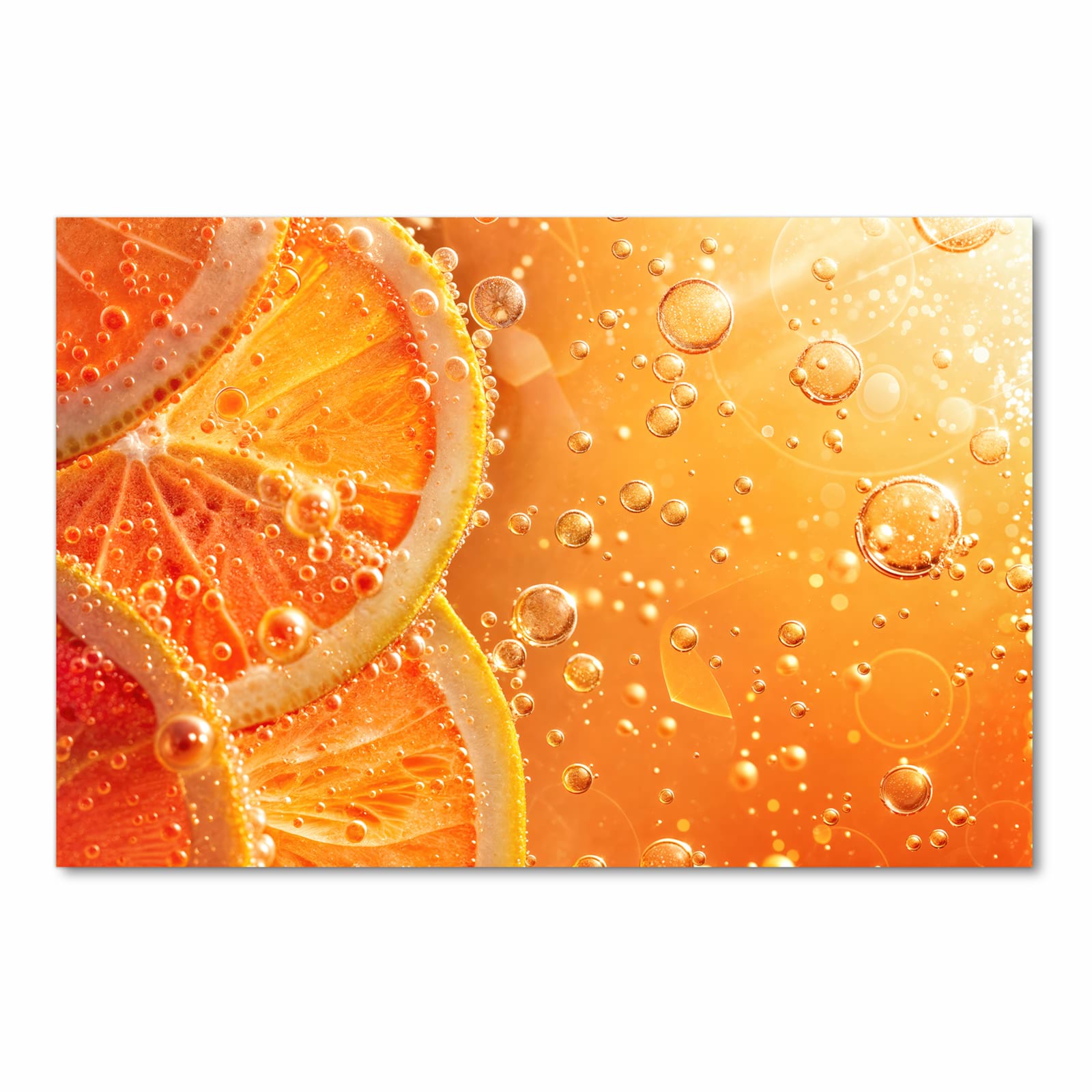 Waschbarer Teppich für Esstisch mit Motiv Spritzige Orange in Frontansicht sicher aufbewahrt