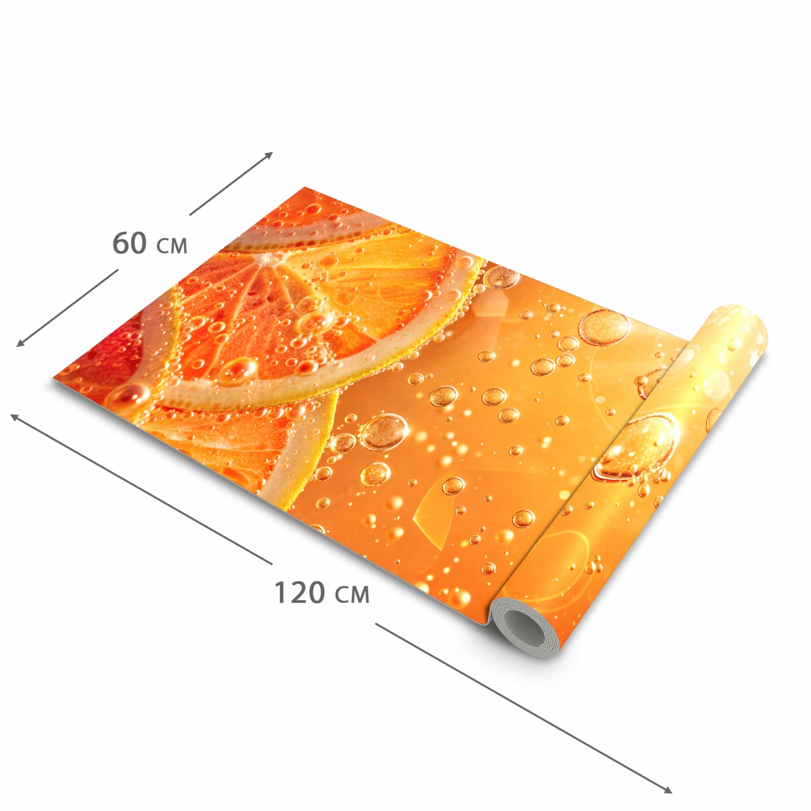 Rutschfester Küchenläufer mit Motiv Spritzige Orange in der Grösse 60x120 cm