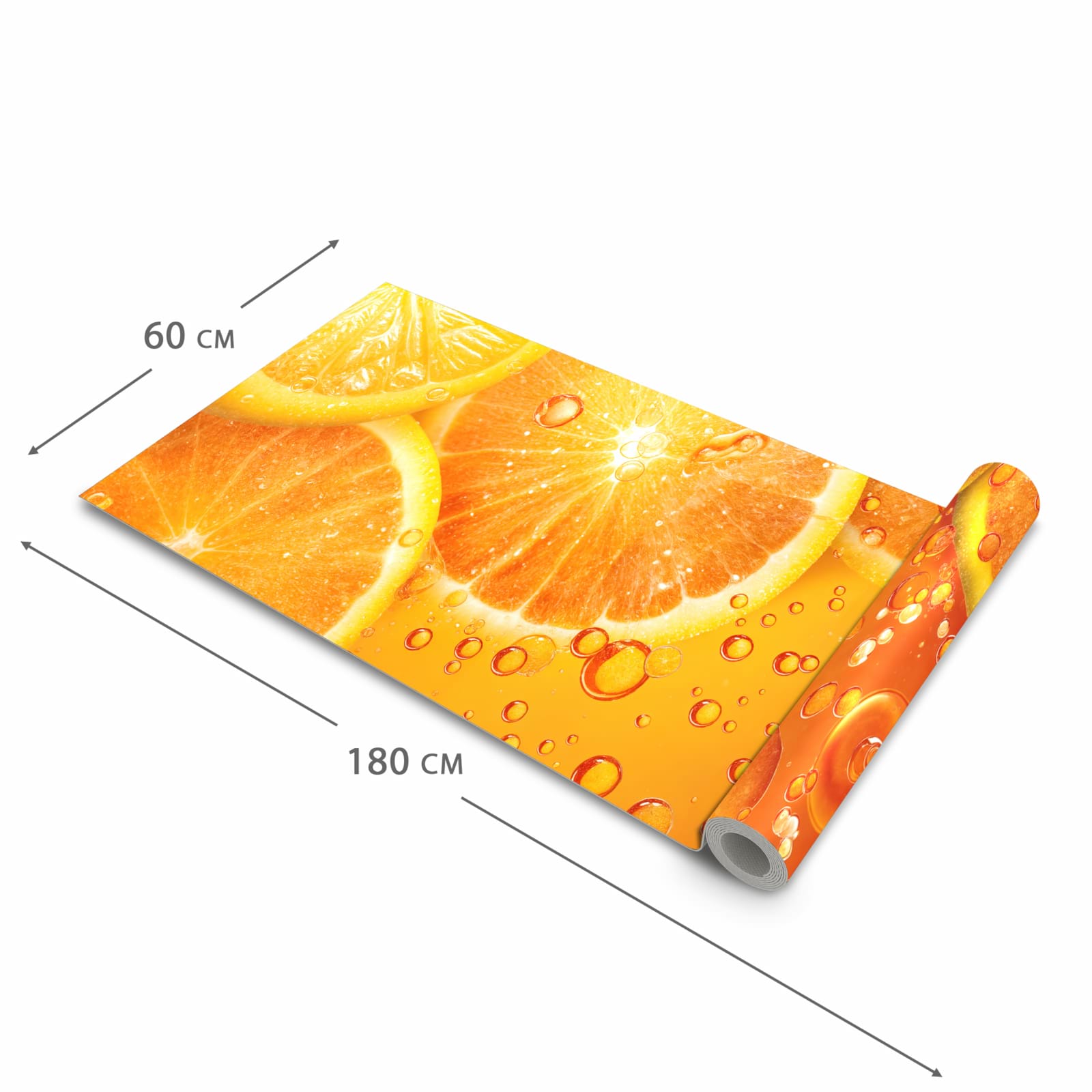 Langlebiger waschbarer Küchenteppich mit Motiv Erfrischende Orange in der Größe 60x120 cm
