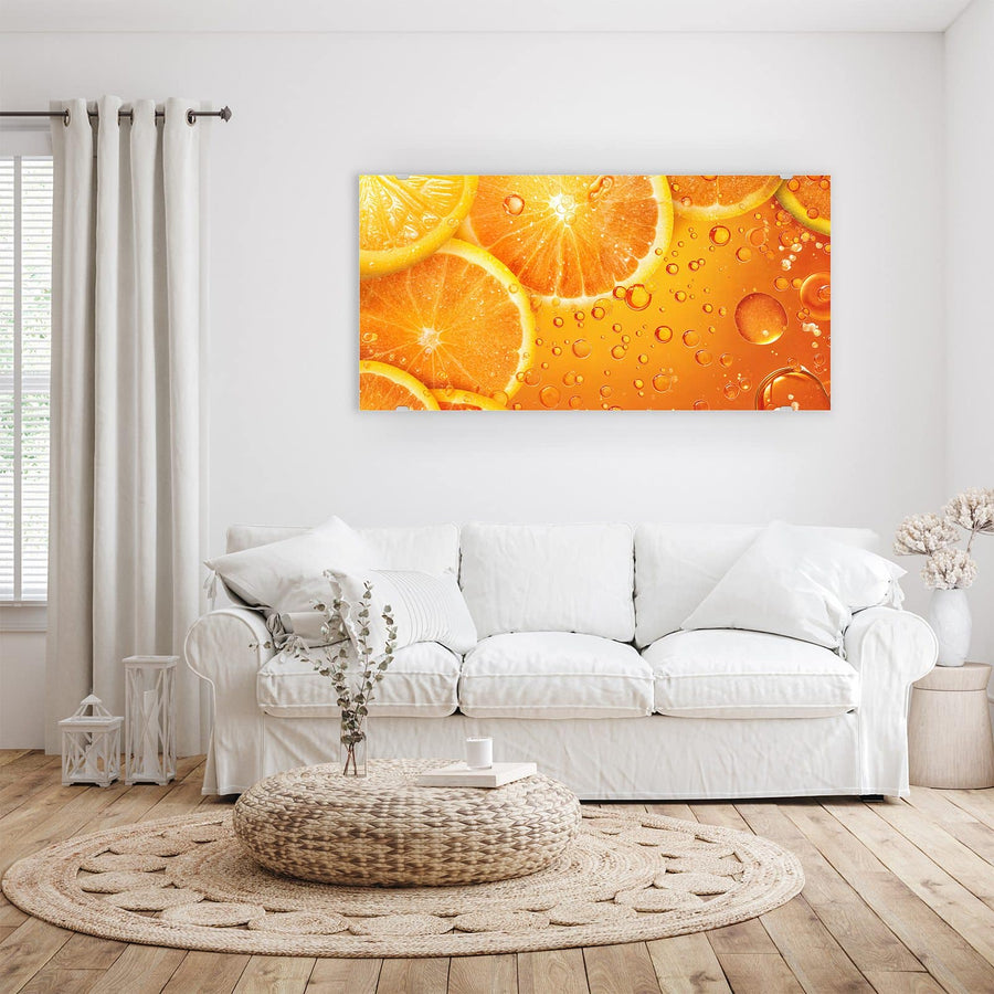Maße Wandbild - Sprudelnde Orangen - Querformat