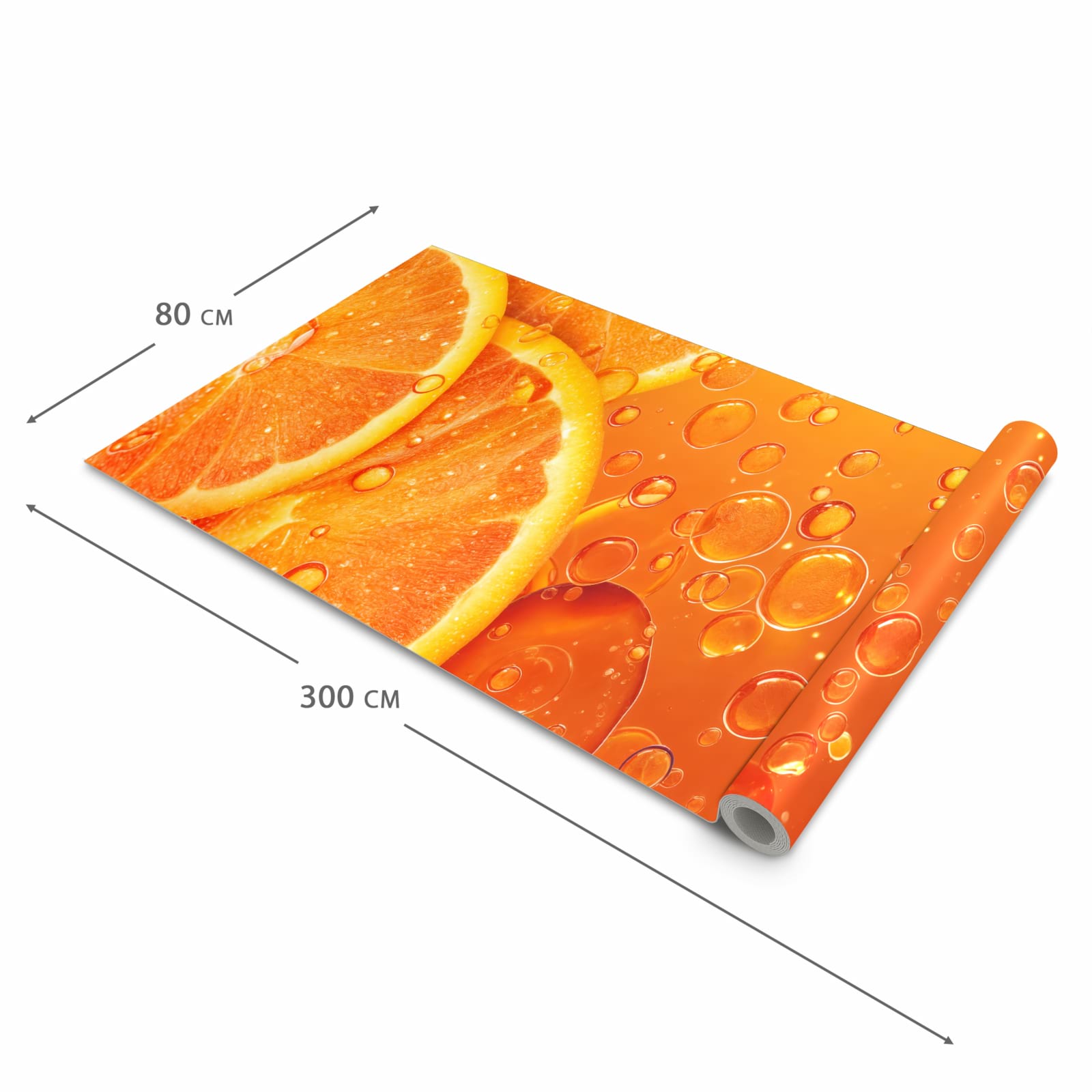 Strapazierfähiger rutschfester Küchenläufer mit Motiv Erfrischende Orange in der Größe 60x120 cm