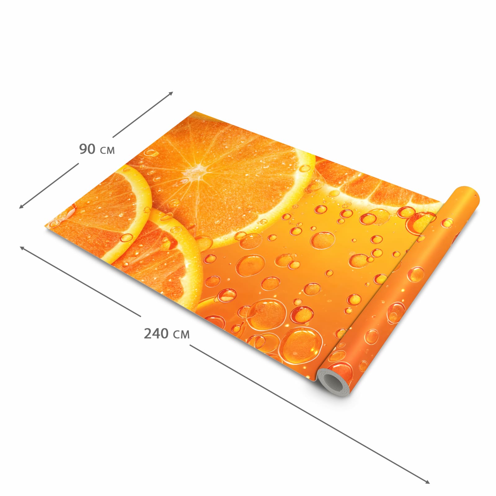 Langlebiger waschbarer Küchenläufer mit Motiv Erfrischende Orange in der Grösse 60x120 cm