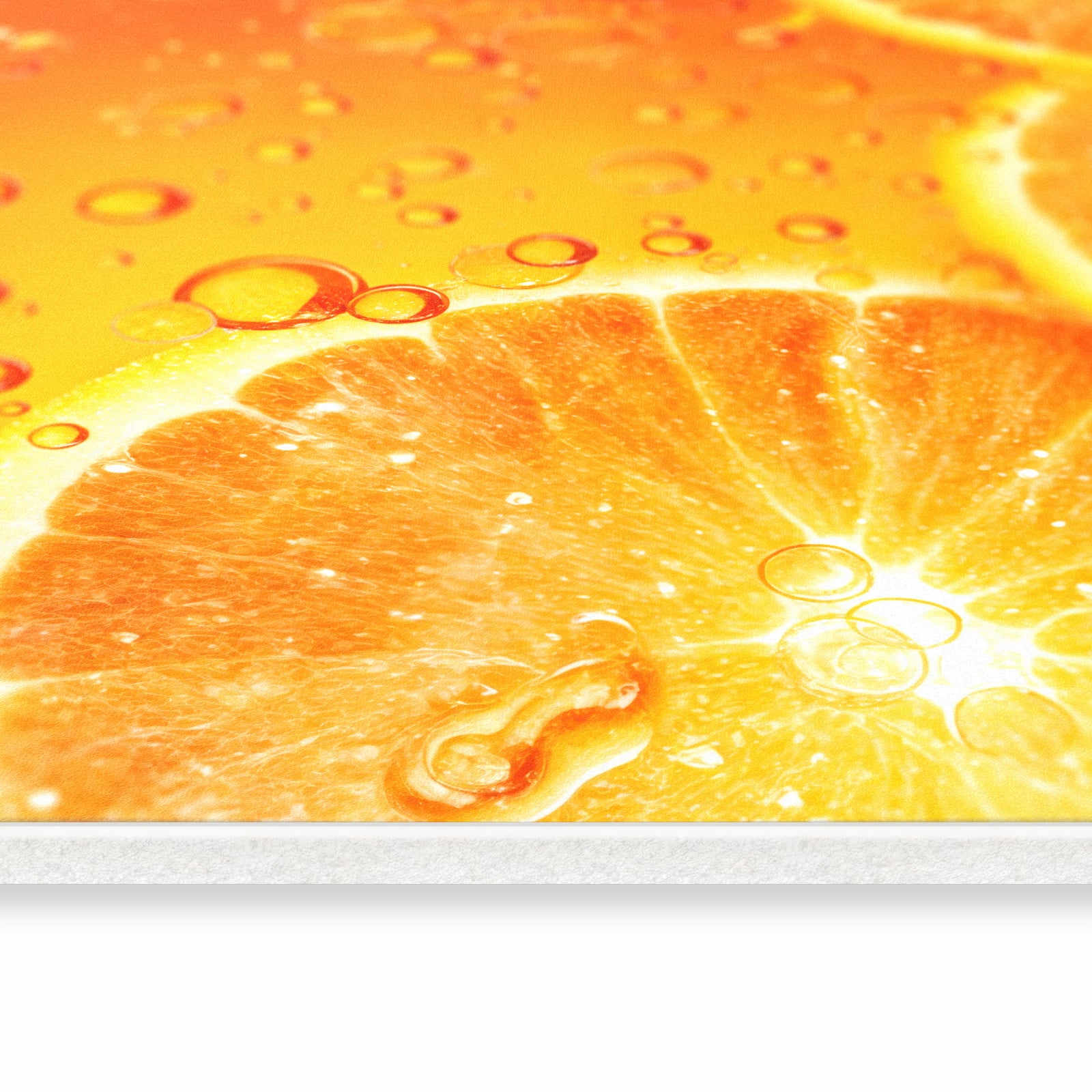 Feuchtigkeitsresistenter Läufer für die Küche mit Motiv Erfrischende Orange in seitlicher Ansicht