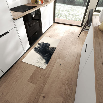 Küchenteppich mit dem Motiv Katzenprofil mit Wald