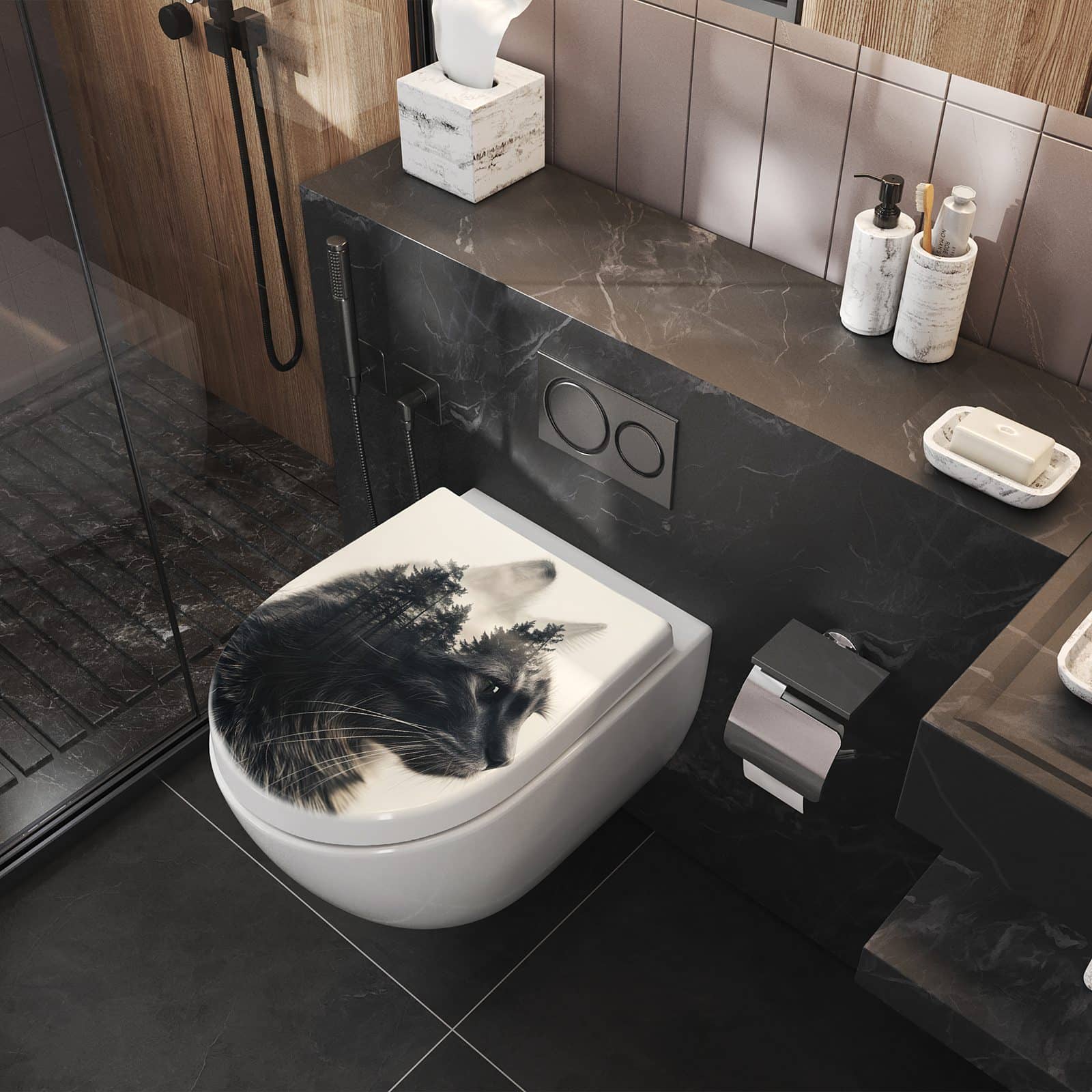WC-Sitz mit Absenkautomatik Waldkatze
