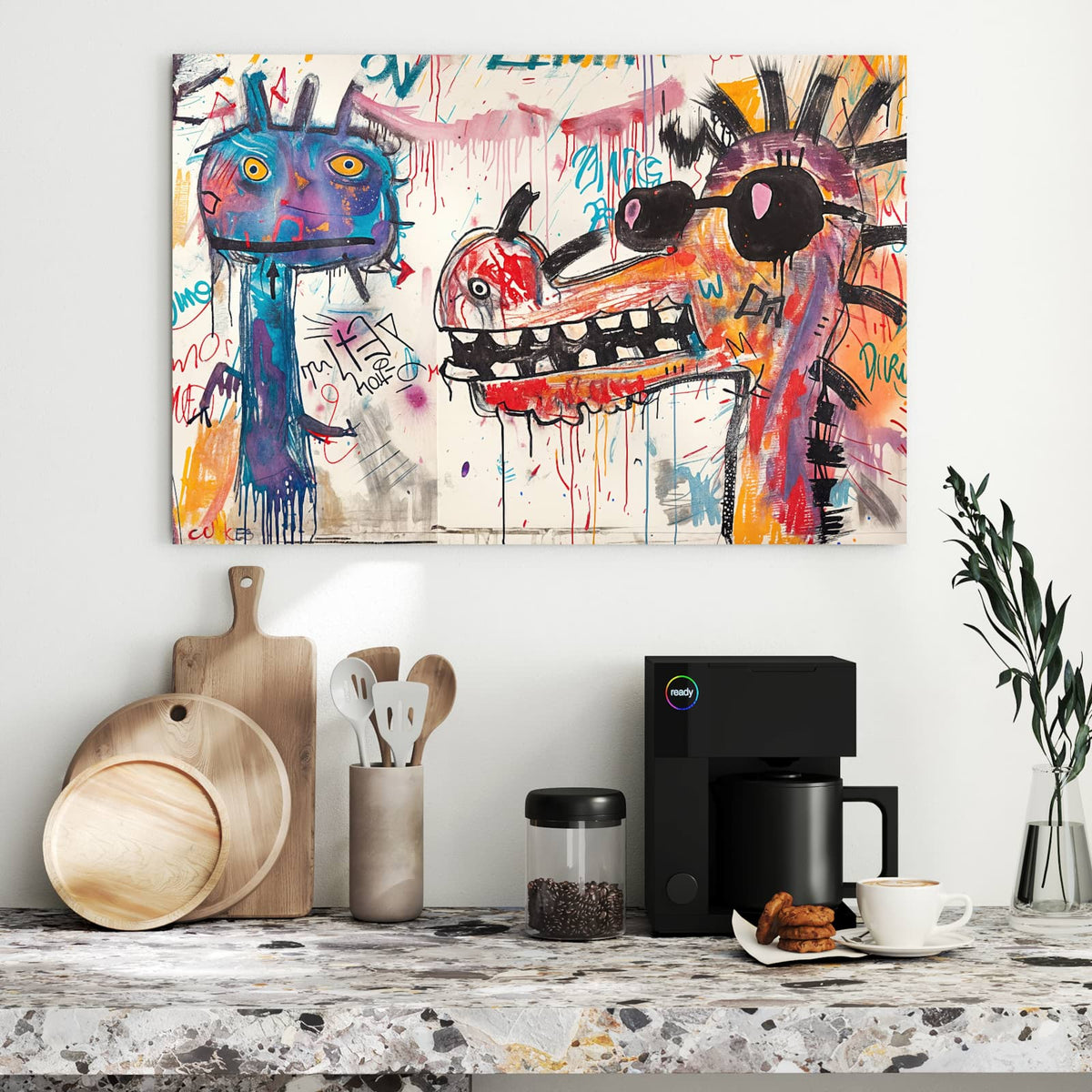 Metall Magnettafel - Graffiti-Monster – Fabeltier mit Sonnenbrille als Graffiti