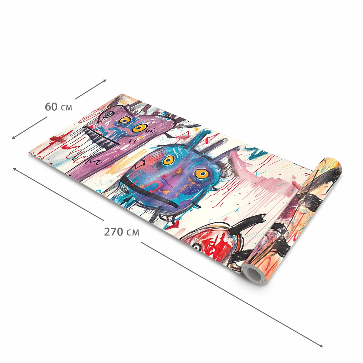 Bodenschonender großer Küchenteppich mit Motiv Kreatives Graffiti in der Größe 90x240 cm