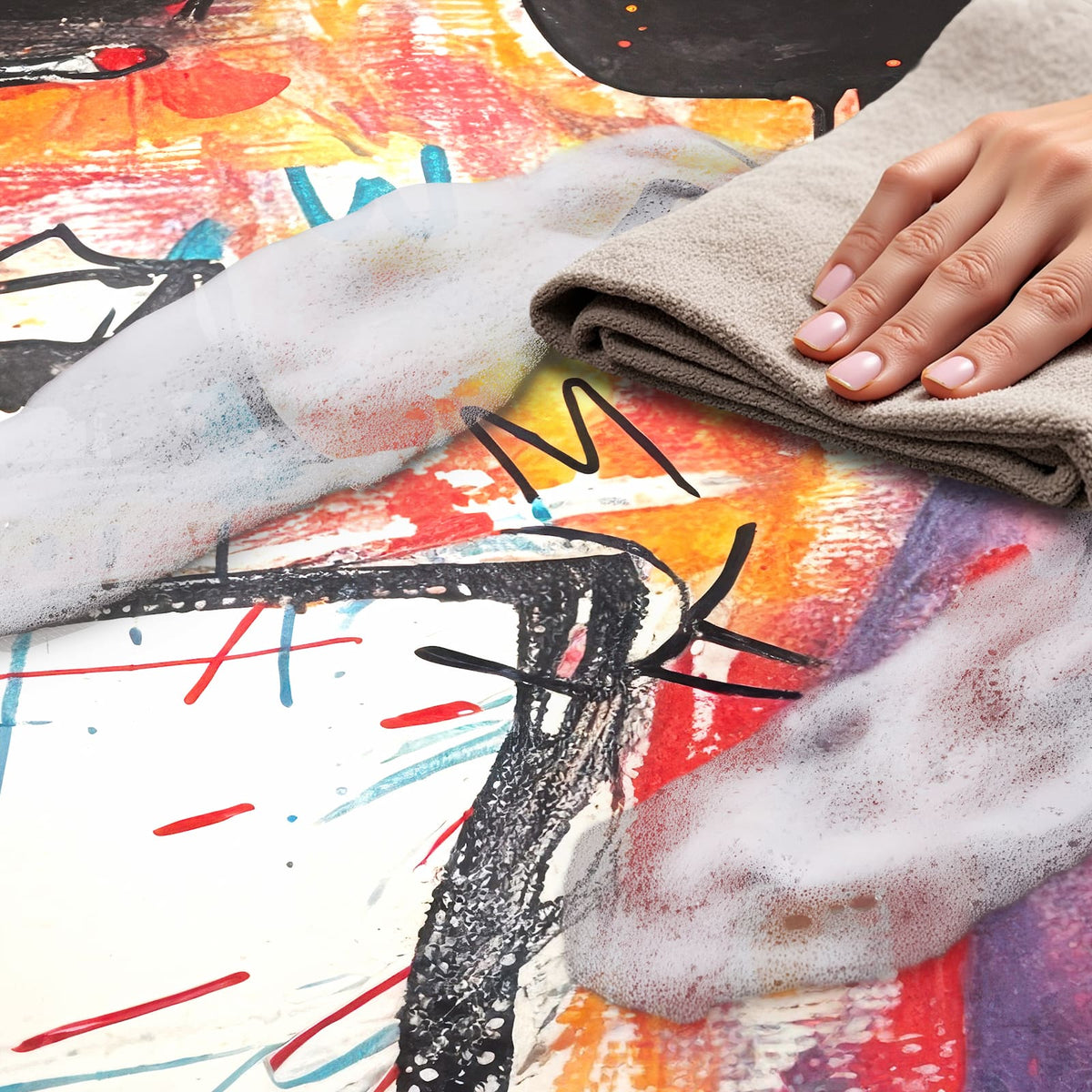 Fleckenresistenter Küchenteppich mit Motiv Kreatives Graffiti, einfach zu reinigen