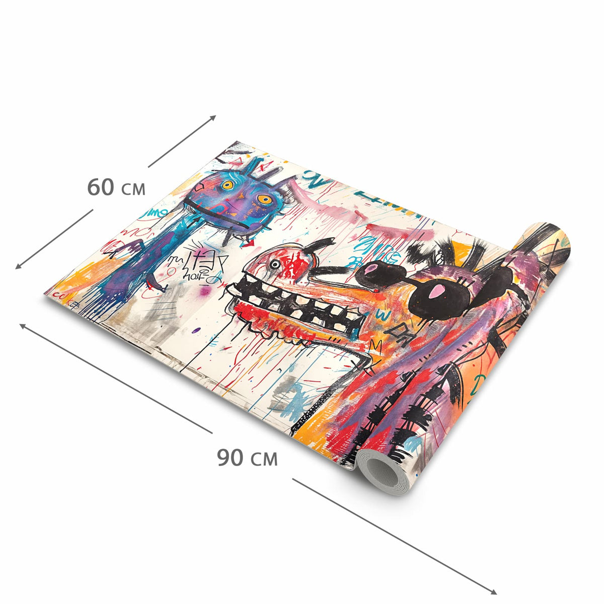 Formstabiler waschbarer Küchenteppich mit Motiv Kreatives Graffiti in der Grösse 90x240 cm