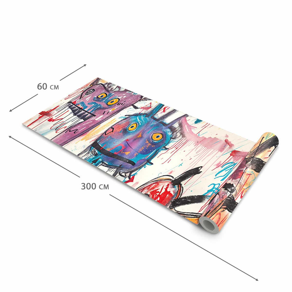 Farbbeständiger rutschfester Küchenteppich mit Motiv Kreatives Graffiti in der Grösse 90x240 cm